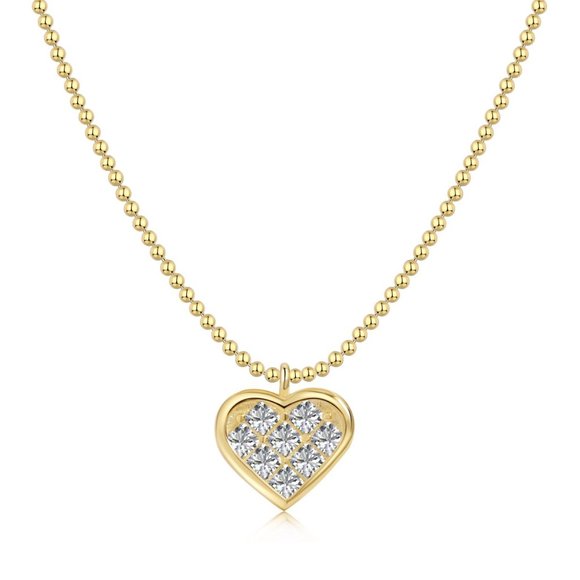 Glistening Gold Heart Pendant Necklace in Sterling Silver - Picture 3 of 9